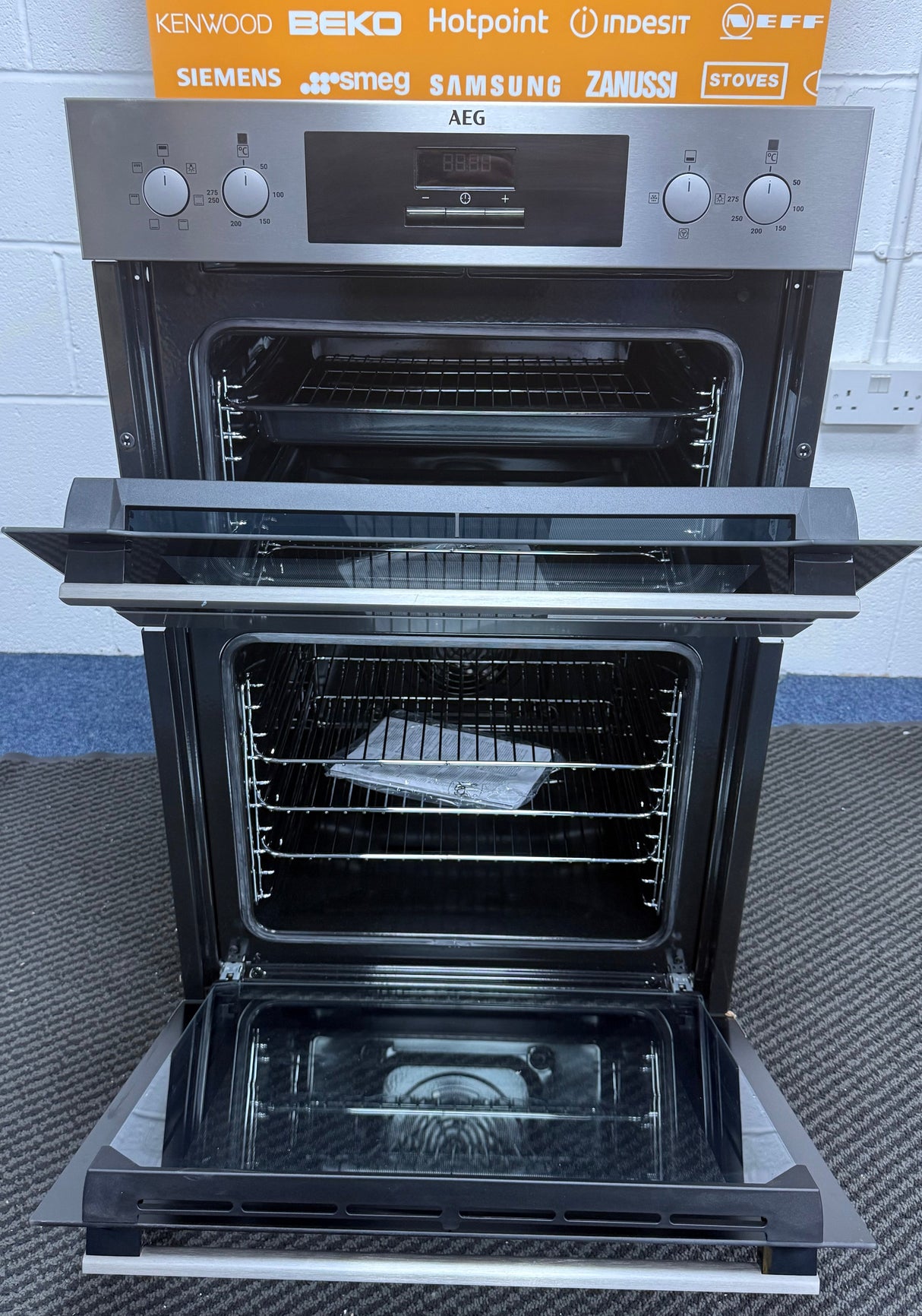 AEG 6000 DEB331010M (02) SurroundCook Clean Enamel Electric Double Built In Oven in Stainless Steel - A/A Rated - (Ex Display) - HW182402