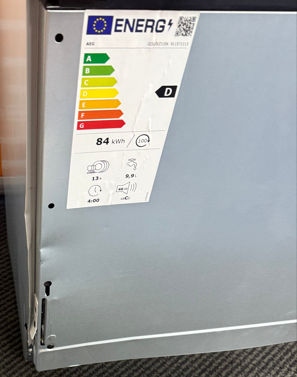 AEG GI5200D1SN (96) 5000 Series AirDry Fully Integrated Dishwasher - D Rated - (Ex Display) - HW182696