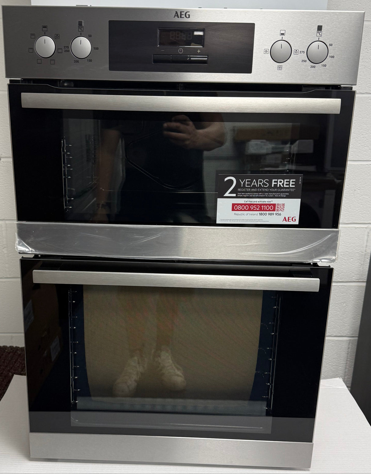AEG 6000 DEB331010M (54) SurroundCook Clean Enamel Electric Double Built In Oven in Stainless Steel - A/A Rated - (Ex Display) - HW182454