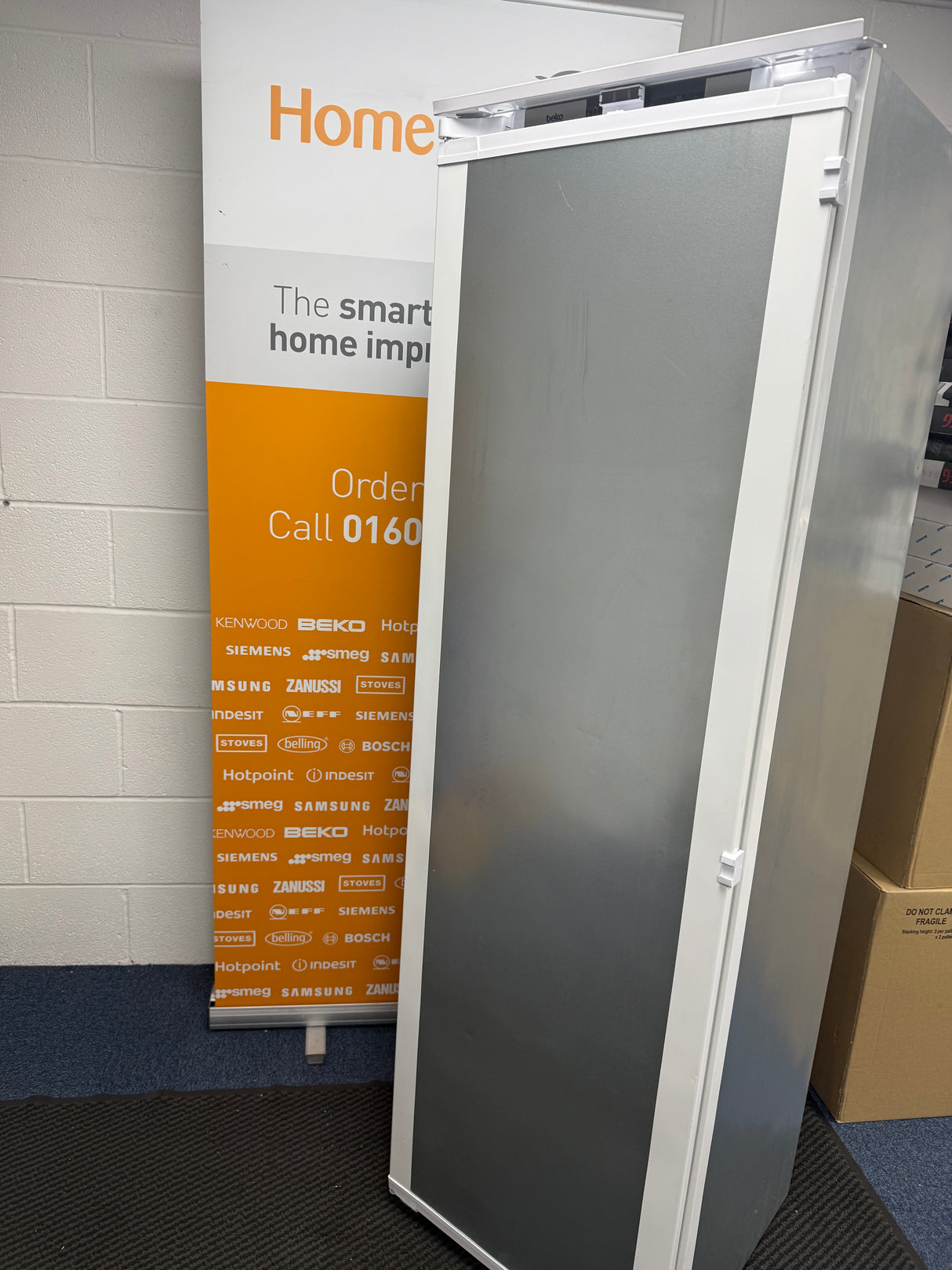 Beko BFFD4577 (59) 178cm Integrated Frost Free 220L Tall Upright Freezer with Sliding Hinge - E Rated - (Ex display blemished) - HW182559