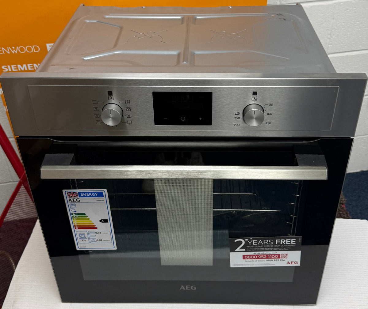 AEG BEX335011M (76) SurroundCook Built-in Electric Single Oven with Aqua Clean in Stainless Steel - A Rated - (Ex Display) - HW182776