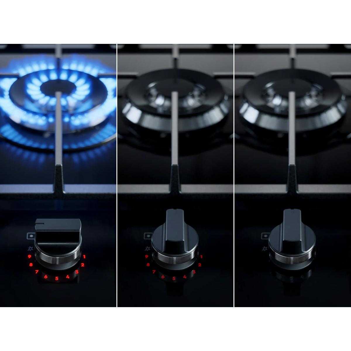 AEG HKB95450NB (59) 5 Burner 88cm Gas on Glass Hob with Cast Iron Pan Supports - (Tatty Packaging) - HW182859