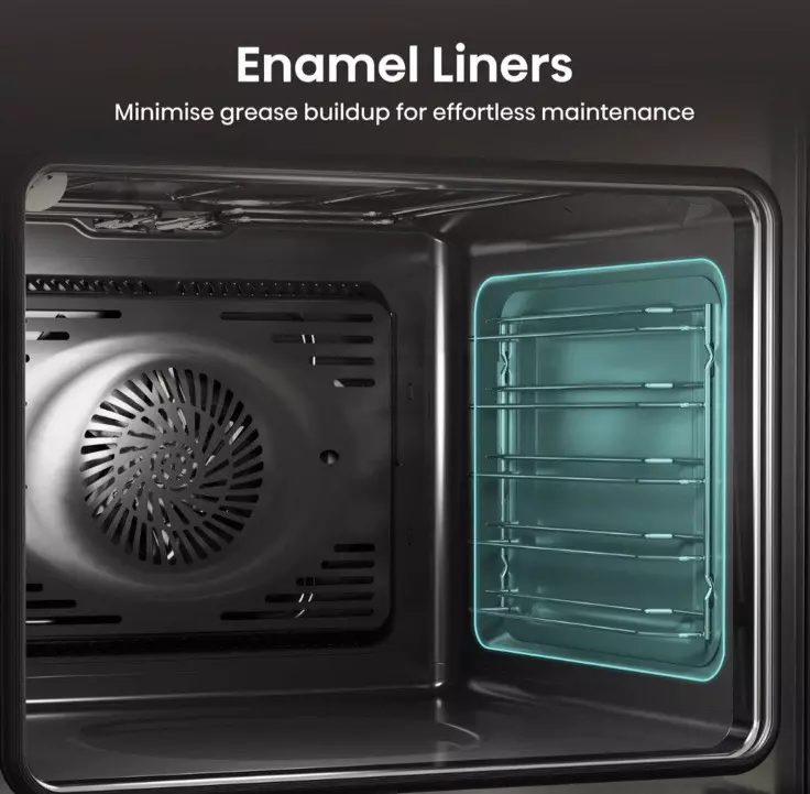 Hisense BID914221ADBG Double Built In Oven In Black - Air Fry - A Rated - Refurbished stock Photo Enamel liners