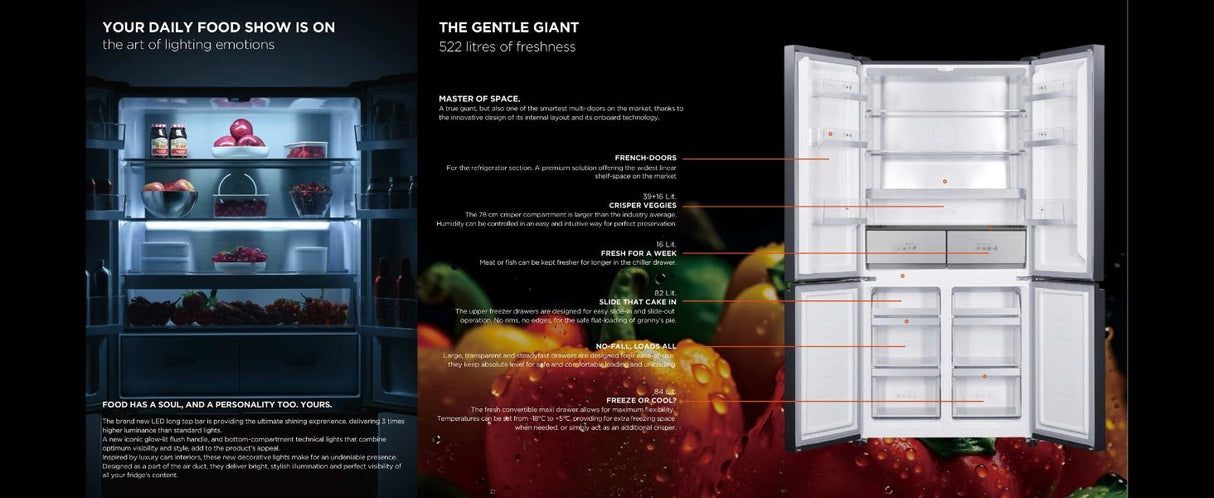 Teknix TMD19091SIBI 505 Litres Multi Door American Fridge Freezer in Dark Inox - E Rated Stock photo Gentle Giant for your food storage