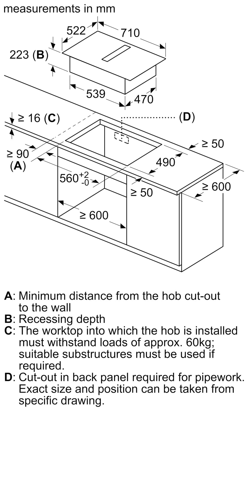 Bosch PVQ731H26E (59) Series 6 70cm 4-Zone Venting Induction Hob in Black - (Tatty Box) - HW181959-01