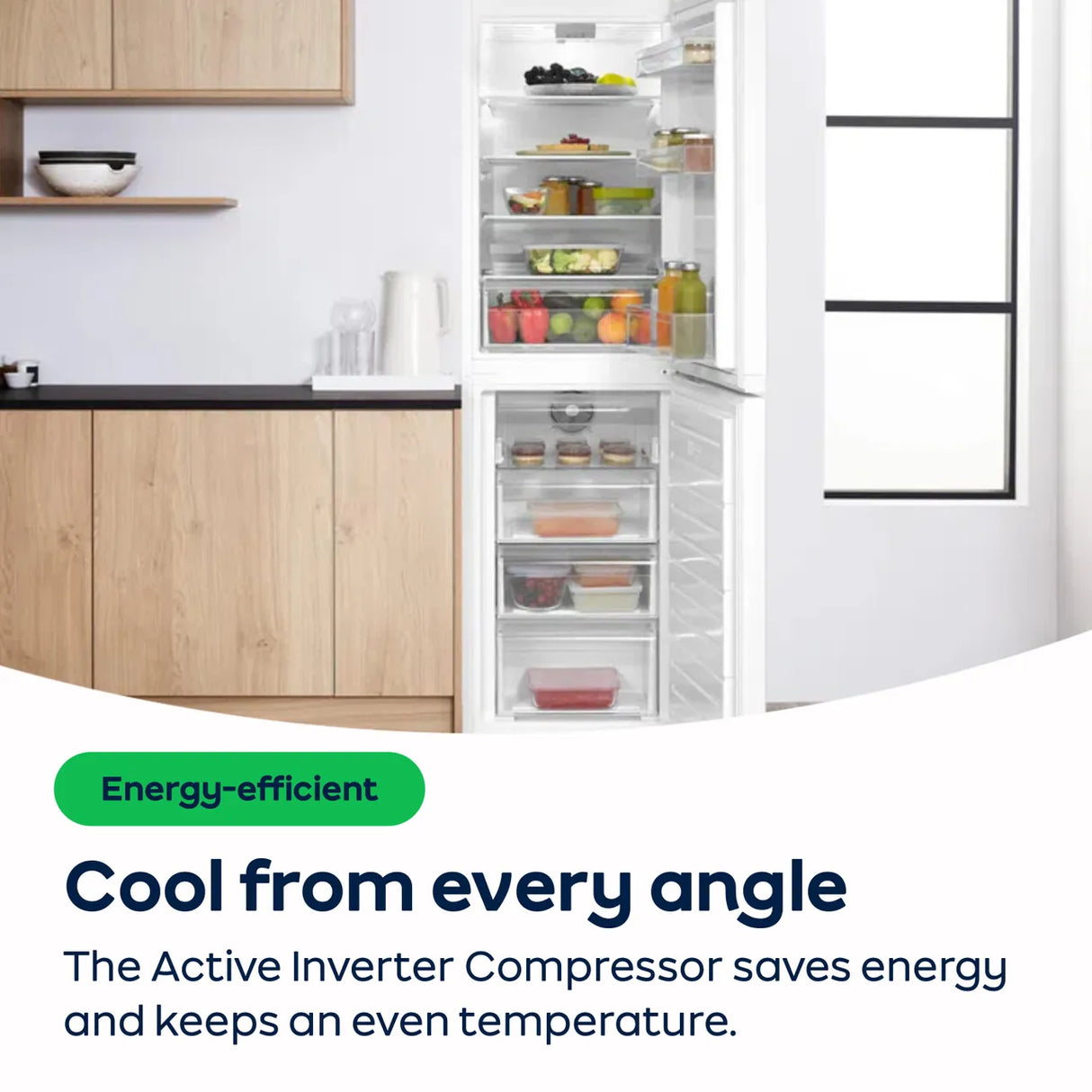 Hotpoint HTC20 T322 UK (77) 194cm Extra Tall 280L 70/30 Integrated No Frost Fridge Freezer - Sliding Door Hinge - E Rated - (Ex Display) - HW181977