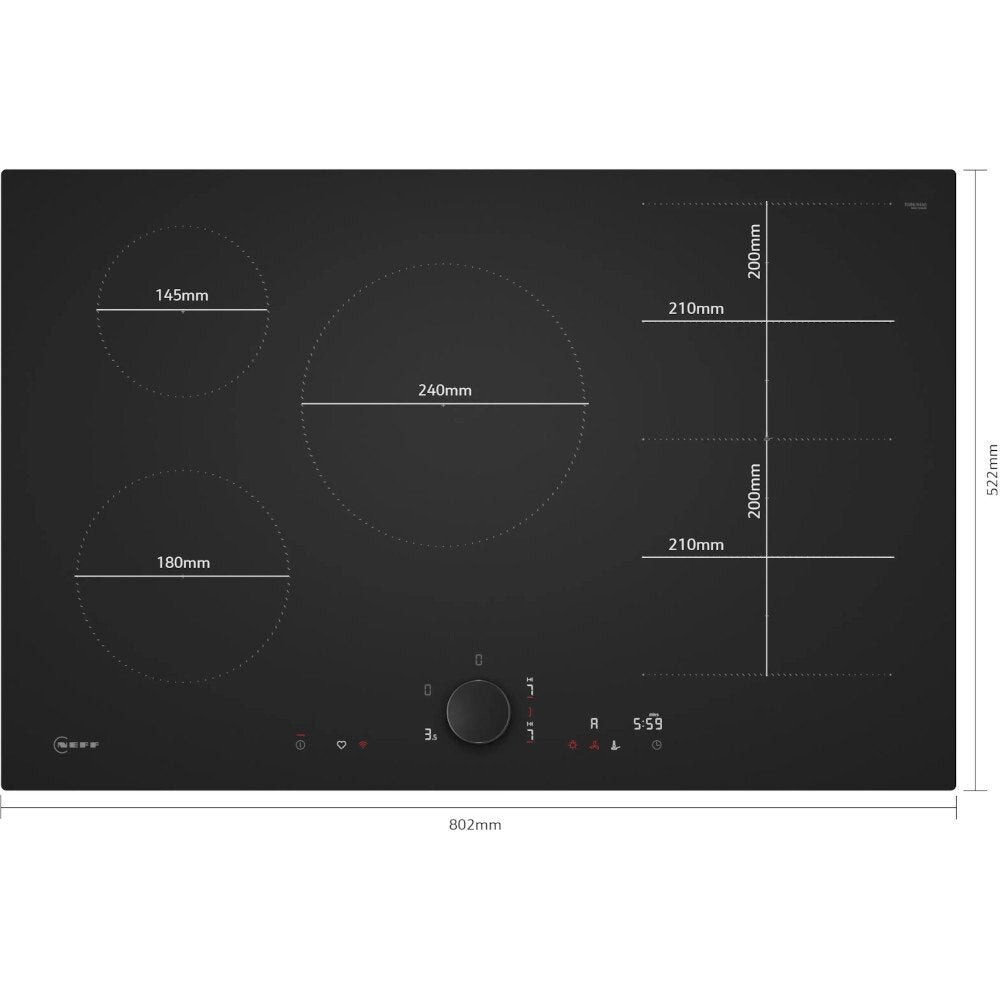 Neff N90 T68NUV4AO (55) 80cm Induction Hob in Matt Black with TwistPad® - (Tatty Box) - HW182755