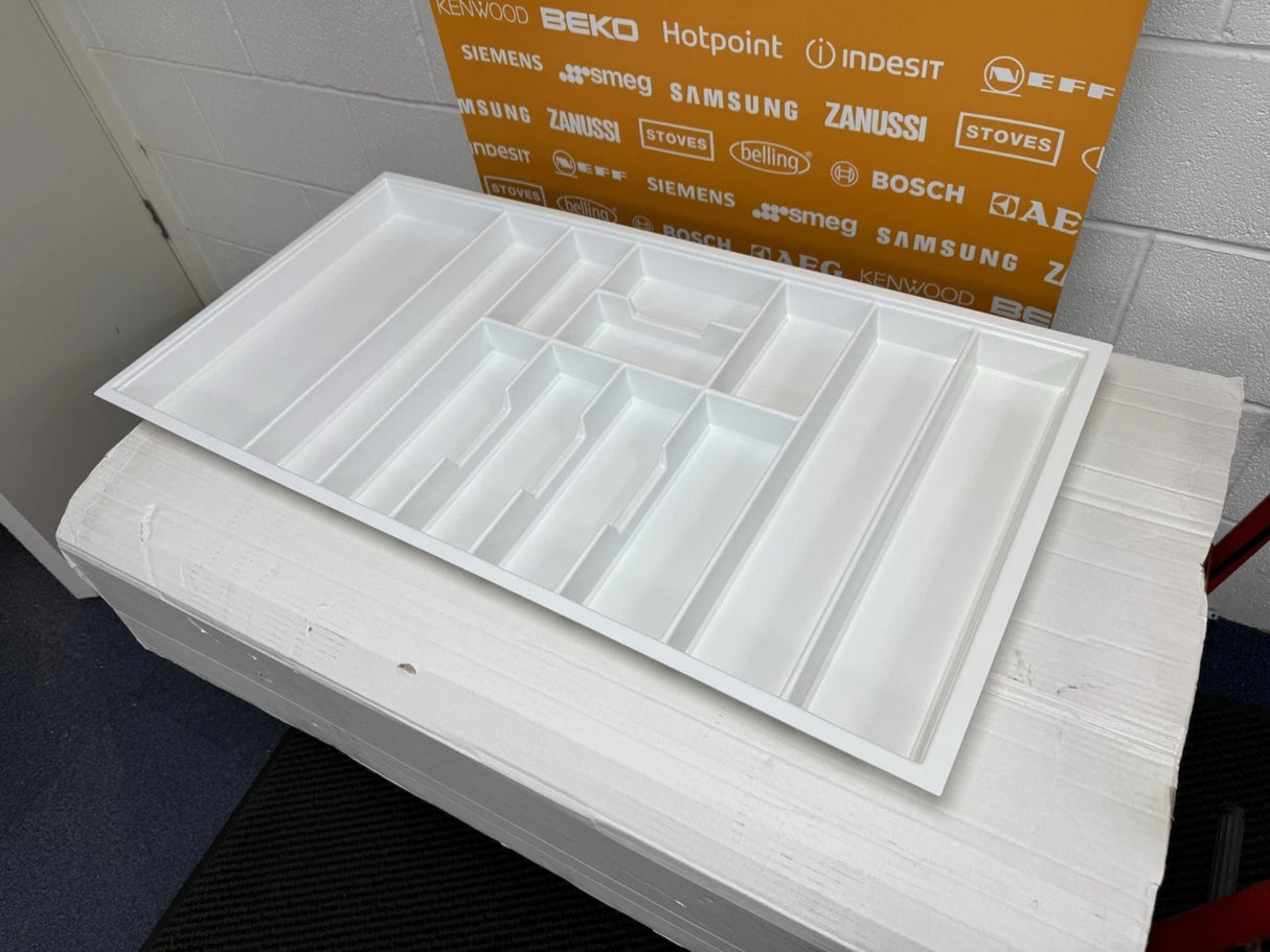 White Plastic Cutlery Drawer Insert (Thickness-2.5mm Width-900mm Depth-470mm Height-55mm) - Single Tray - WCT1 - MANAGERS SPECIAL NOW £10.40