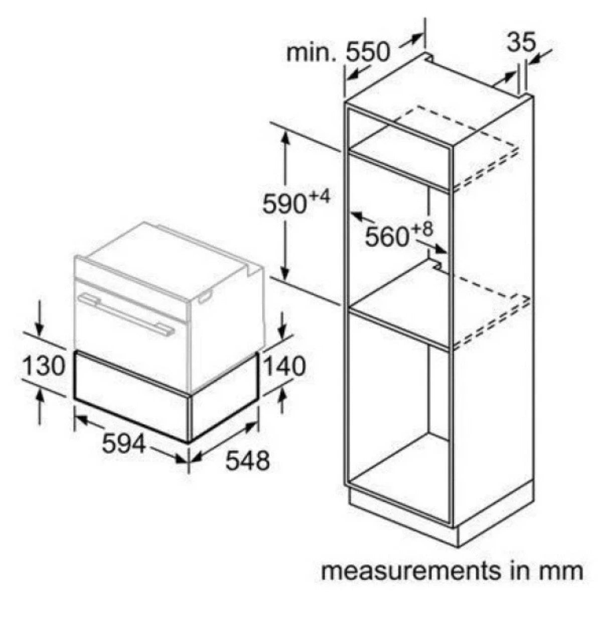 Bosch BIC630NS1B (30) 14cm Warming Drawer in Black & Stainless Steel - (Ex Display) - HW181930