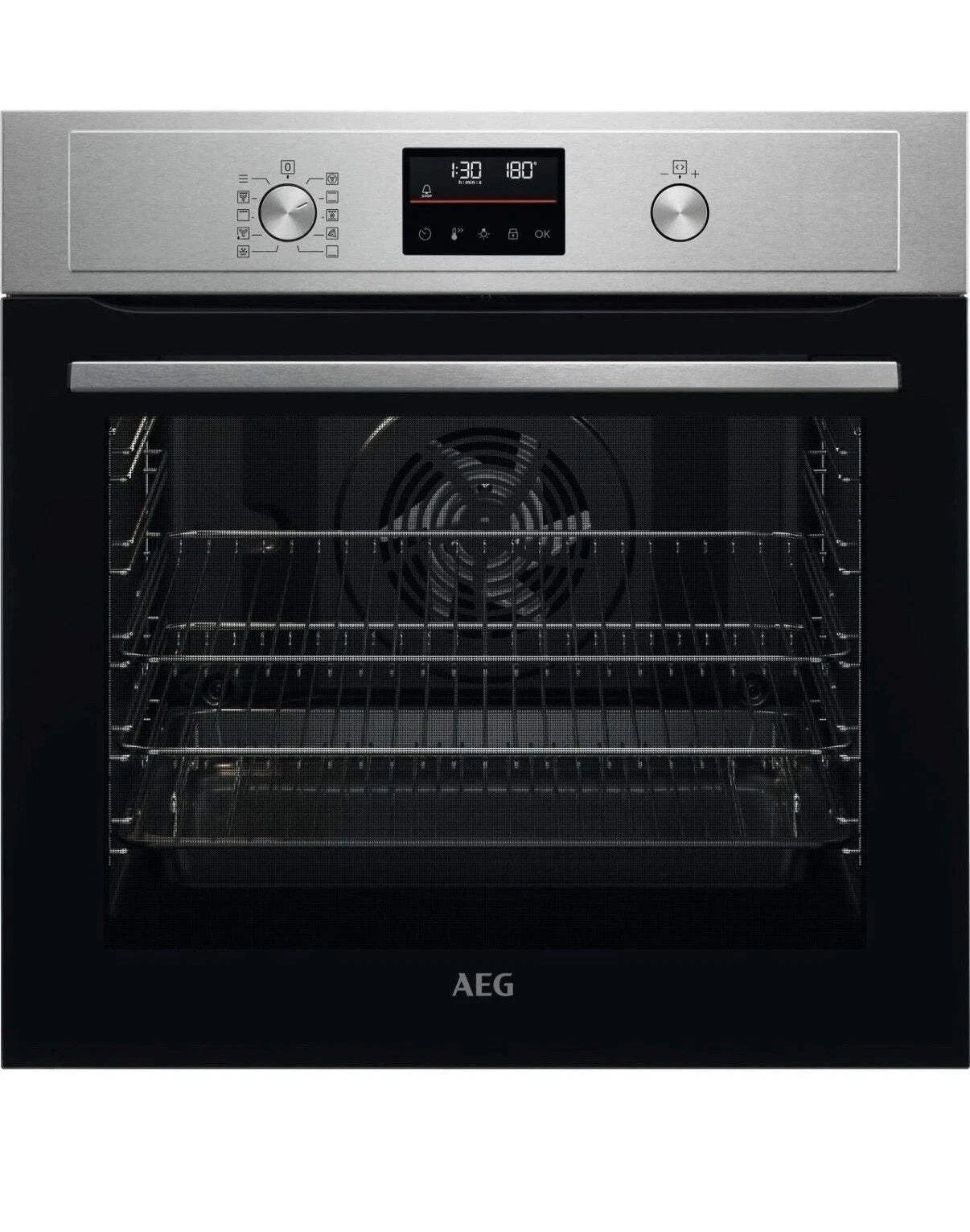 AEG BPX535061M (35) SurroundCook Built-In Electric Single Oven with Pyrolytic Self Cleaning in Stainless Steel - A Rated - (Ex Display) - HW181835