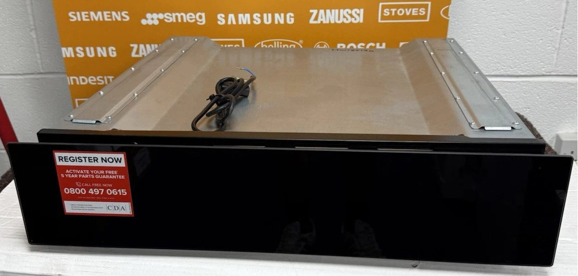 CDA VW155BL (37) 14cm Warming Drawer in Black - Non Branded Glass Front - (Ex Display) - HW182237