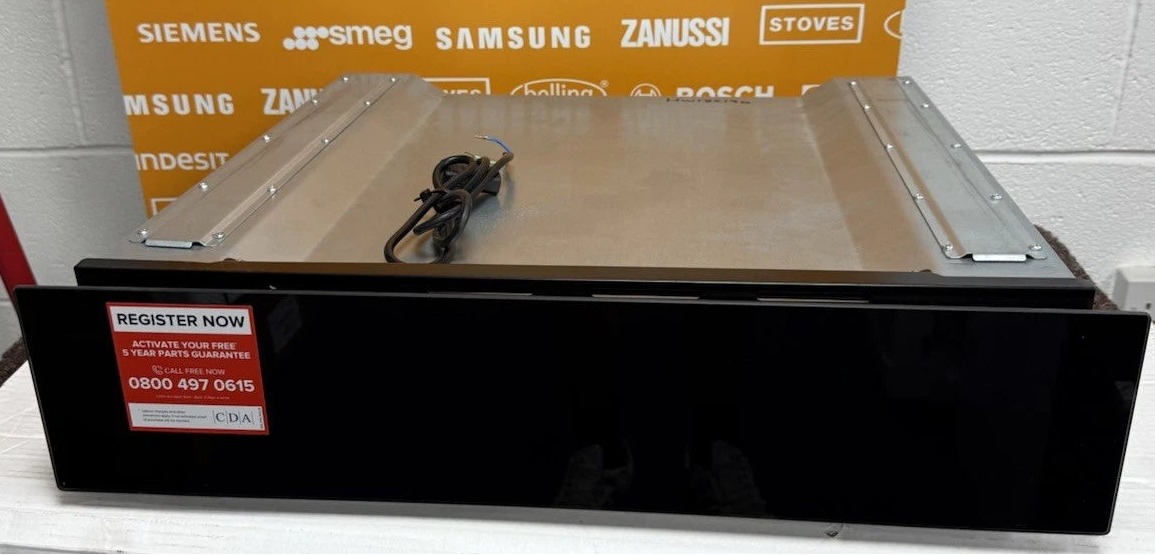 CDA VW155BL (90) 14cm Warming Drawer in Black - Non Branded Glass Front - (Ex Display) - HW182190