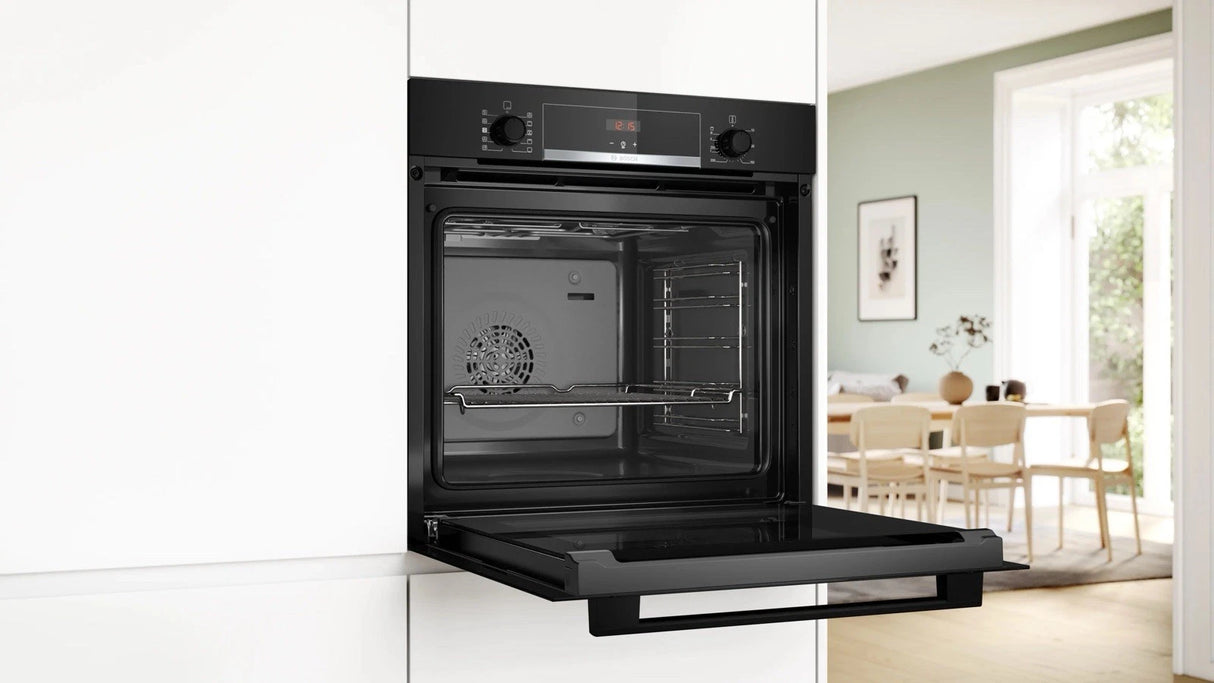 Bosch Series 4 HQA534BB3B Built In Electric Single Oven with added Steam Function in Black - A+ Rated - (Ex Display) - HW181973