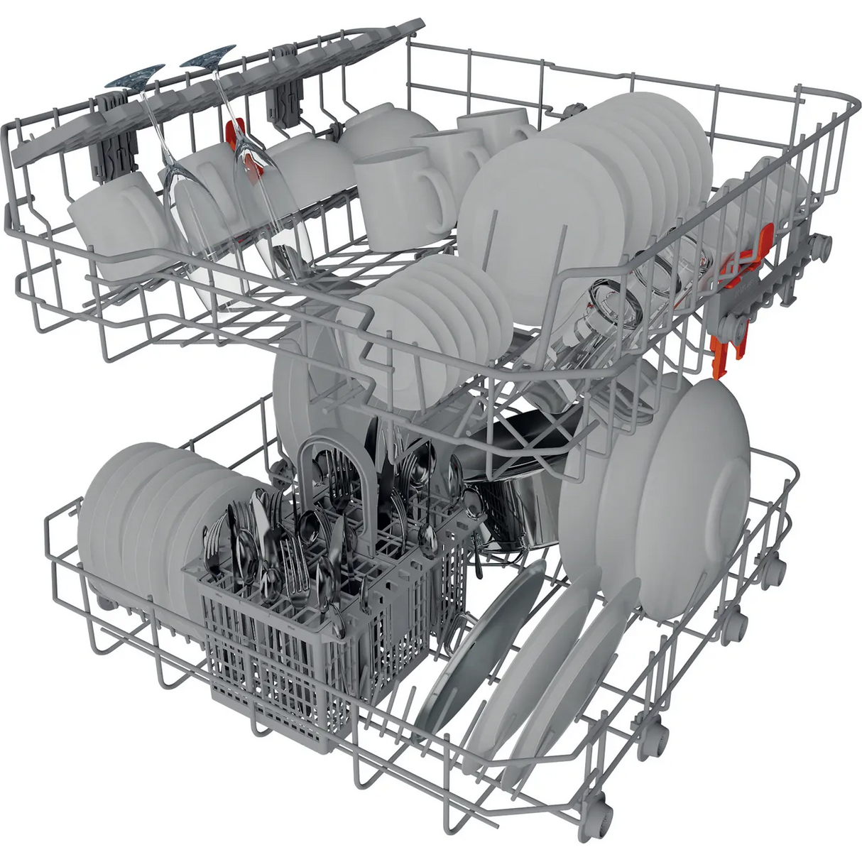 Hotpoint H3B L626 X UK Semi Integrated Full Size Dishwasher with Black and Stainless Control Panel - Fixed Door Hinge Kit - E Rated - HW181877