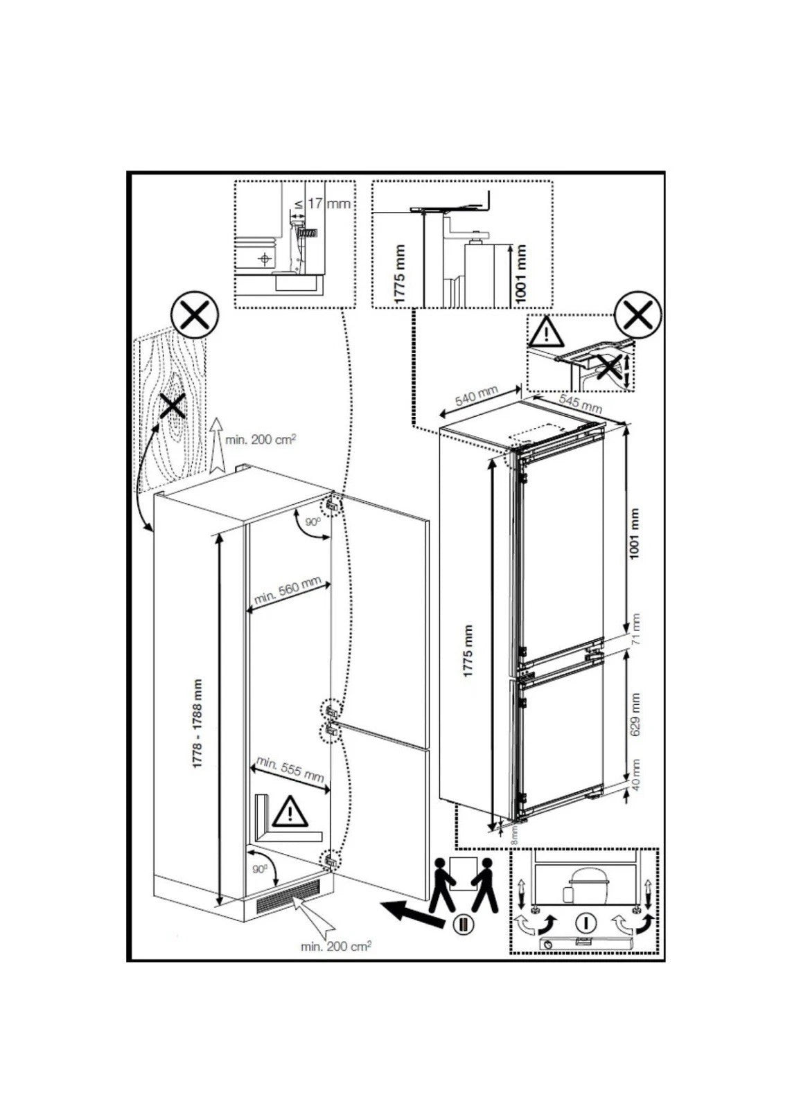 Beko BCFD473 (22) 70/30 Frost Free Integrated Fridge Freezer with Sliding Hinge - E Rated - (Ex Display) - HW182322