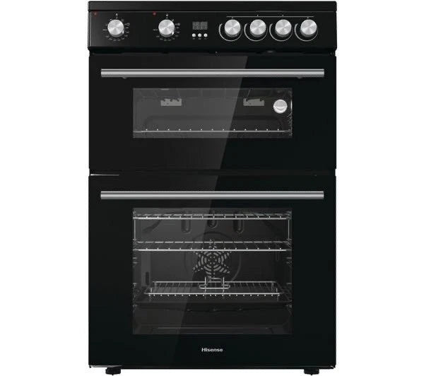 Hisense HDE3211BBUK (26) 60cm Electric Ceramic Cooker with Double Oven in Black - A+/A Rated - (Ex Display) - HW182126