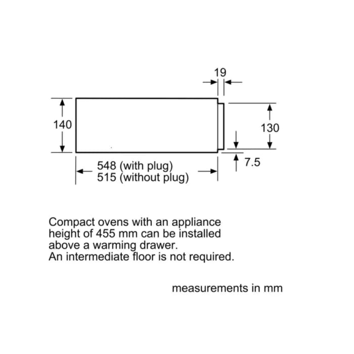 Bosch BIC630NS1B (30) 14cm Warming Drawer in Black & Stainless Steel - (Ex Display) - HW181930