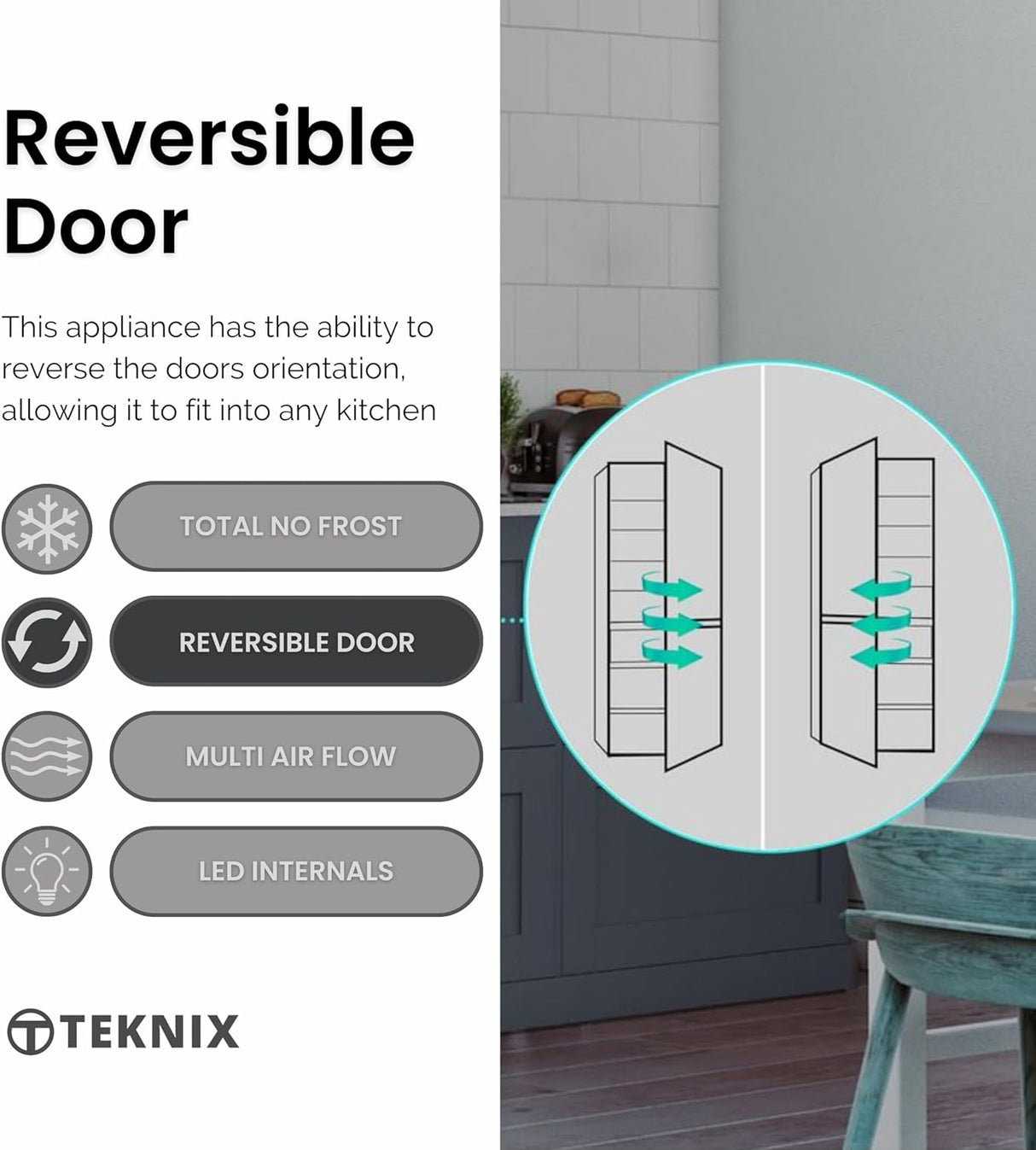 Teknix FFPH1825PW/E 256 Litre Fridge Freezer with Total No Frost in White - POHW0084