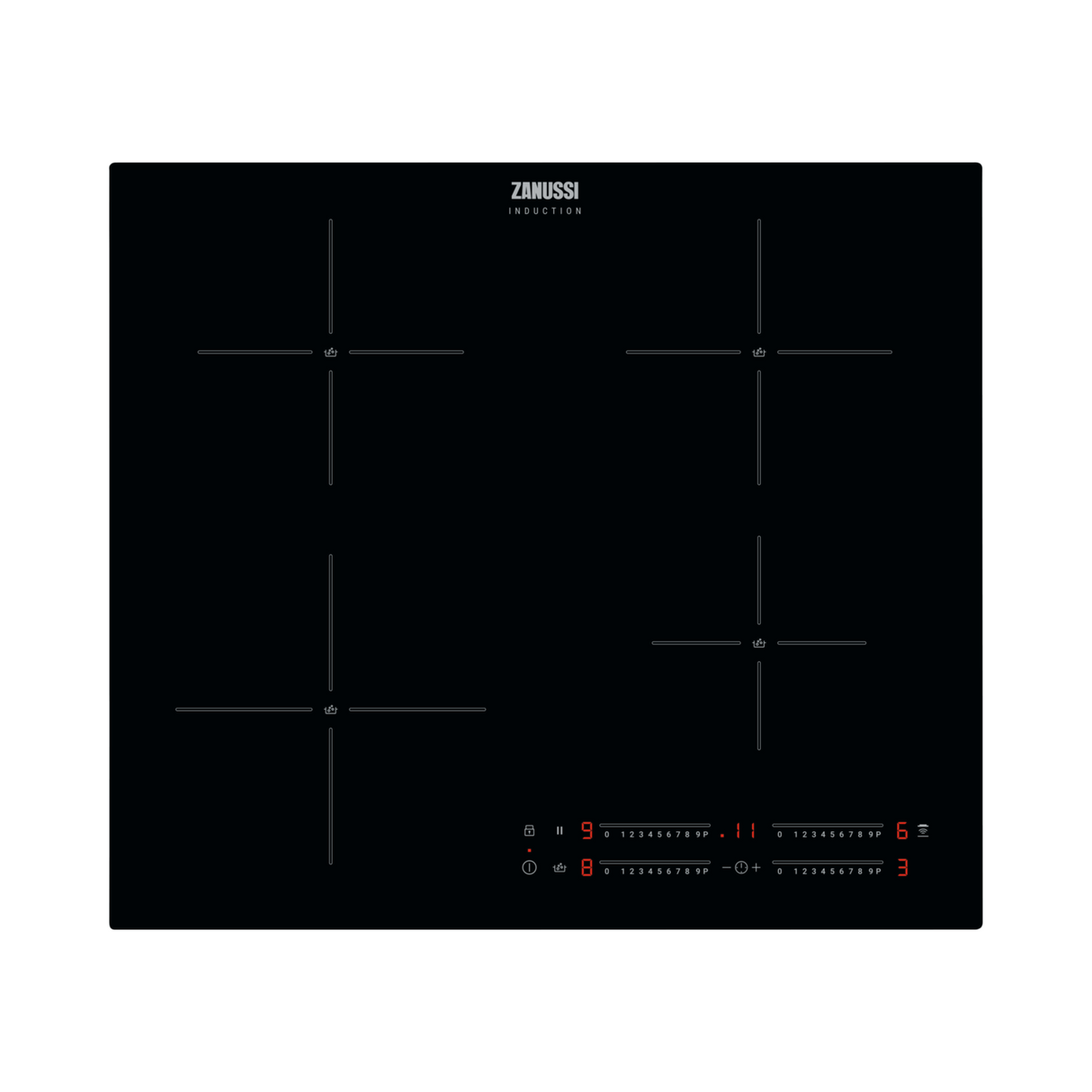 Zanussi ZIAN644K 60cm 4 Zone Induction Hob with Boil Assist in Black - HW182158-02