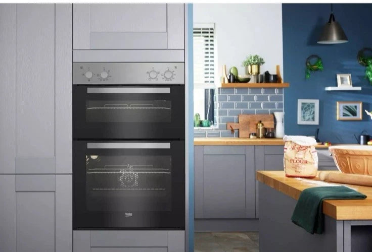 Beko RecycledNet® BBXDF21000S (97) Built In Double Oven in Silver - A/A Rated ex display HW182397