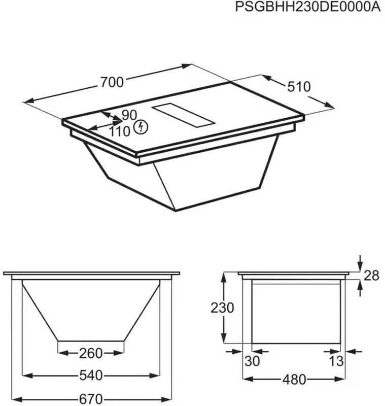 AEG Venting Hob TCH74B01CB (31) 68cm 4 Zone Induction Hob with Integrated Venting Hood in Black - (Tatty Box) - HW182631 - MANAGERS SPECIAL NOW £959.20