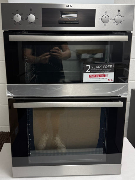 AEG 6000 DEB331010M (54) SurroundCook Clean Enamel Electric Double Built In Oven in Stainless Steel - A/A Rated - (Ex Display) - HW182454