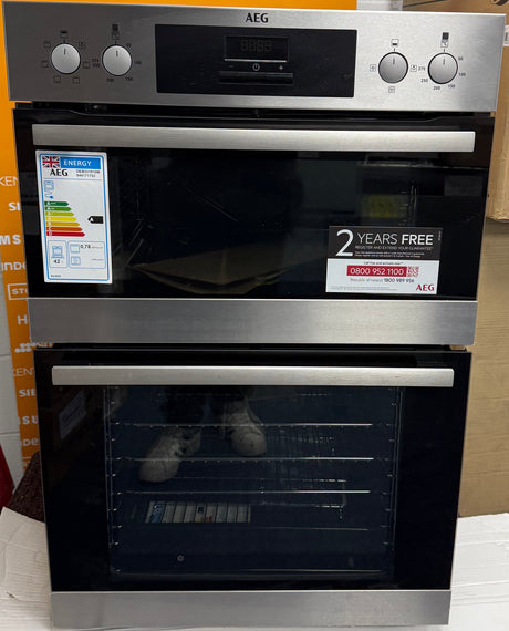 AEG 6000 DEB331010M (02) SurroundCook Clean Enamel Electric Double Built In Oven in Stainless Steel - A/A Rated - (Ex Display) - HW182402