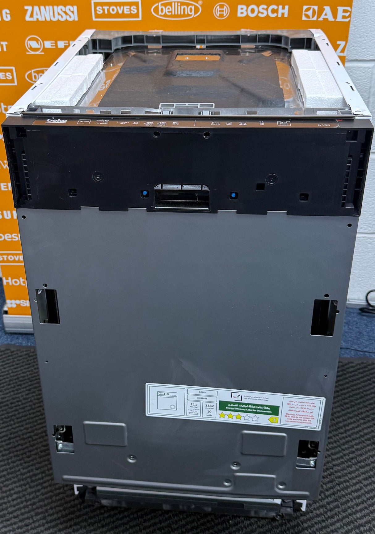 Beko DIS15020 (13) Slimline 45cm Integrated Dishwasher 10 Place Settings with Black Controls - (Ex Display) - HW182413