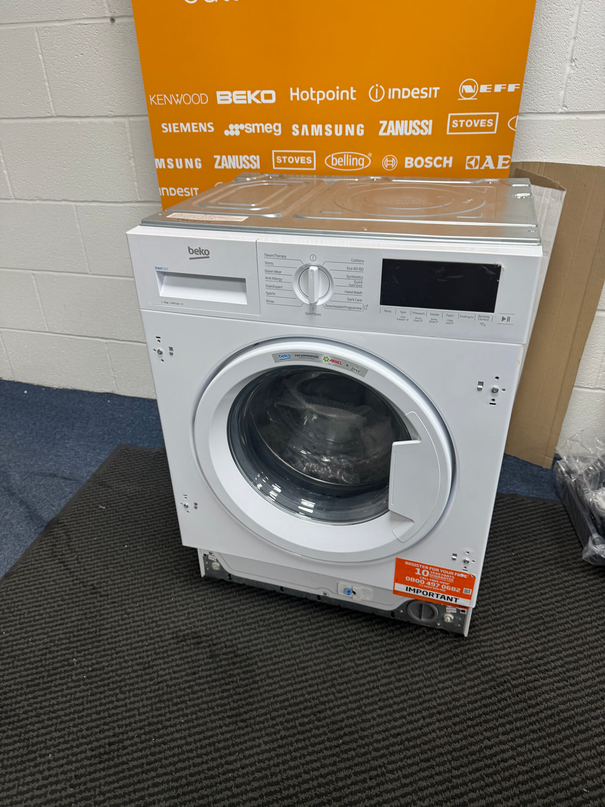 Beko WTIK94121F Integrated 9KG 1400 Spin Washing Machine in White - A Rated - (Graded) - HW181941