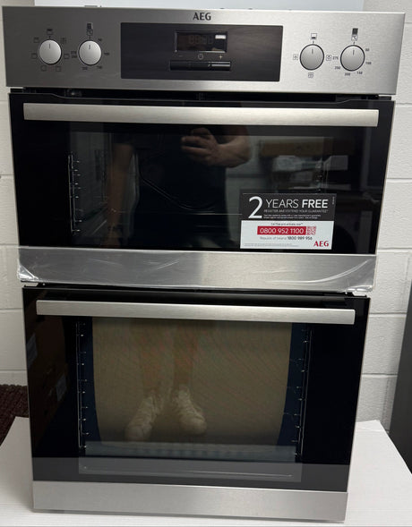 AEG 6000 DEB331010M (54) SurroundCook Clean Enamel Electric Double Built In Oven in Stainless Steel - A/A Rated - (Ex Display) - HW182454