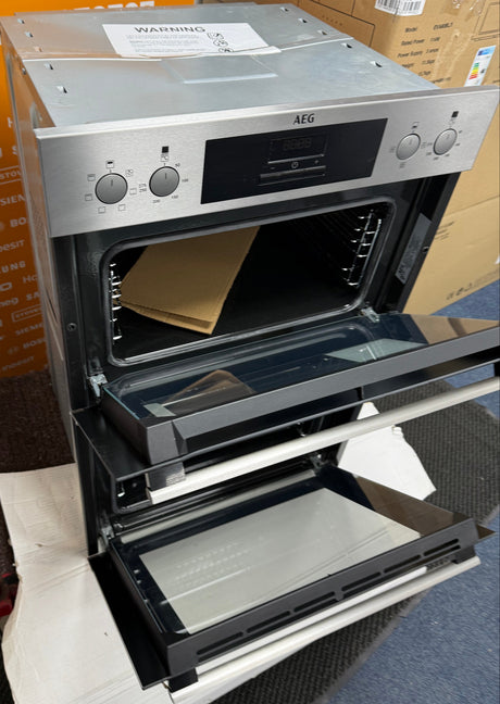 AEG 6000 DEB331010M (02) SurroundCook Clean Enamel Electric Double Built In Oven in Stainless Steel - A/A Rated - (Ex Display) - HW182402