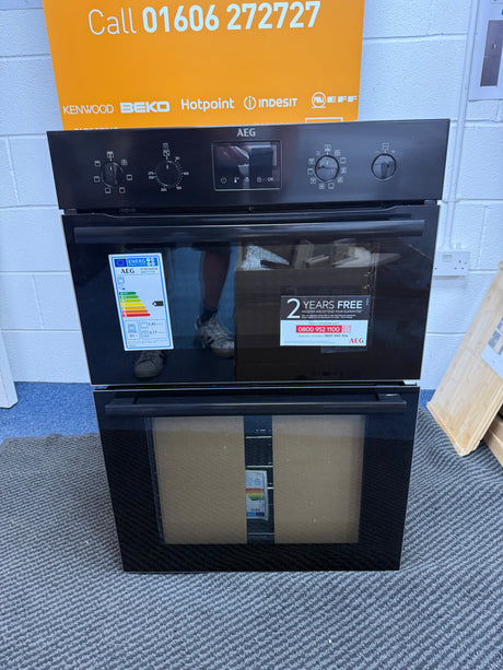 AEG 6000 DCB535060B (56) SurroundCook Electric Double Built-in Oven in Black - A/A Rated - (Ex Display) - HW182256