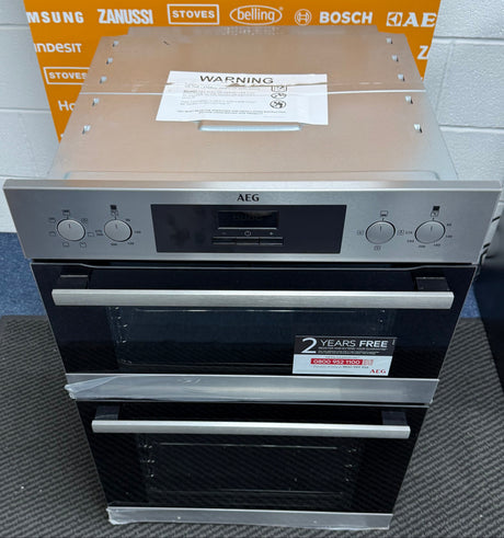 AEG 6000 DEB331010M (47) SurroundCook Clean Enamel Electric Double Built In Oven in Stainless Steel - A/A Rated - (EX Display ) - HW182447