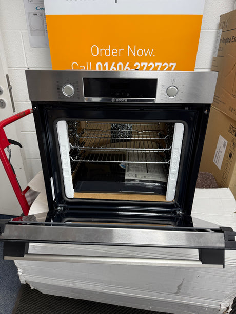 Bosch Series 4 HQA574BS3B (14) Electric Single Oven with Pyrolytic Self Cleaning in Stainless Steel Ex display - HW182154-01