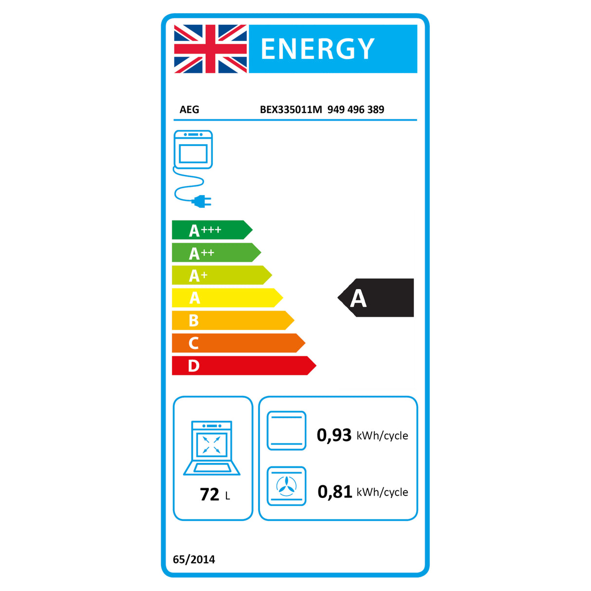 AEG BEX335011M (95) SurroundCook Built-in Electric Single Oven with Aqua Clean in Stainless Steel - A Rated - (Blemished) - HW181795