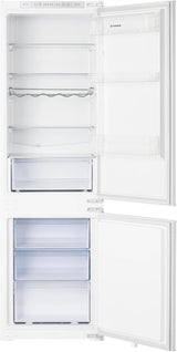 Teknix BITH70FF 70/30 Integrated Fridge Freezer with Total No Frost - 246 Litres - E Rated stock photo front with doors open