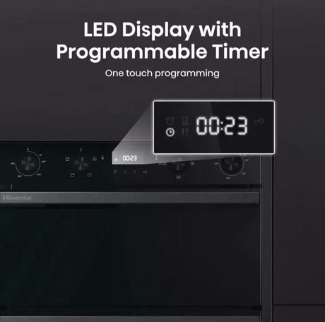 Hisense BID914221ADBG Double Built In Oven In Black - Air Fry - A Rated - Refurbished stock Photo led display and timer