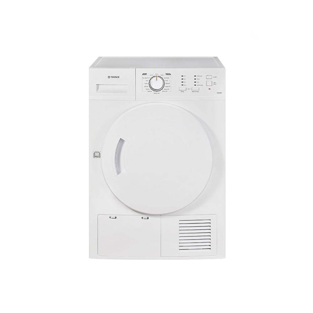 Teknix TKC8W 8KG Condenser Dryer in White - Anti-Crease Reverse Tumble - POHW0125