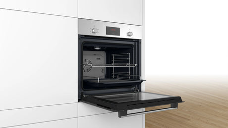 Bosch Series 2 HHF133BS0B (15) Built-in Electric Single Oven with 13Amp Plug in Stainless Steel - A Rated - (Ex Display) - HW182415