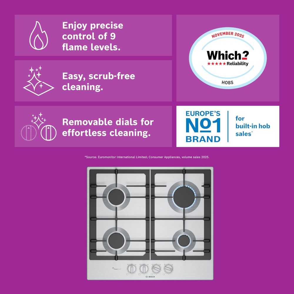 Bosch Series 6 PCP6A5I90 (30) 4 Burner Gas Hob in Stainless Steel - (New Packed) - HW182830