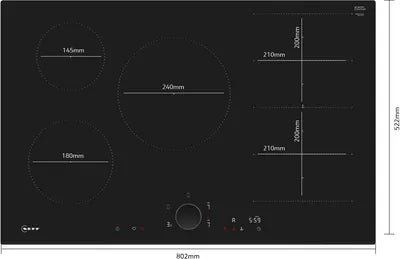 Neff N90 T68FUV4L0 80cm Flex Induction Hob with Twist Pad® in Black - (Tatty Packaging) - HW182484