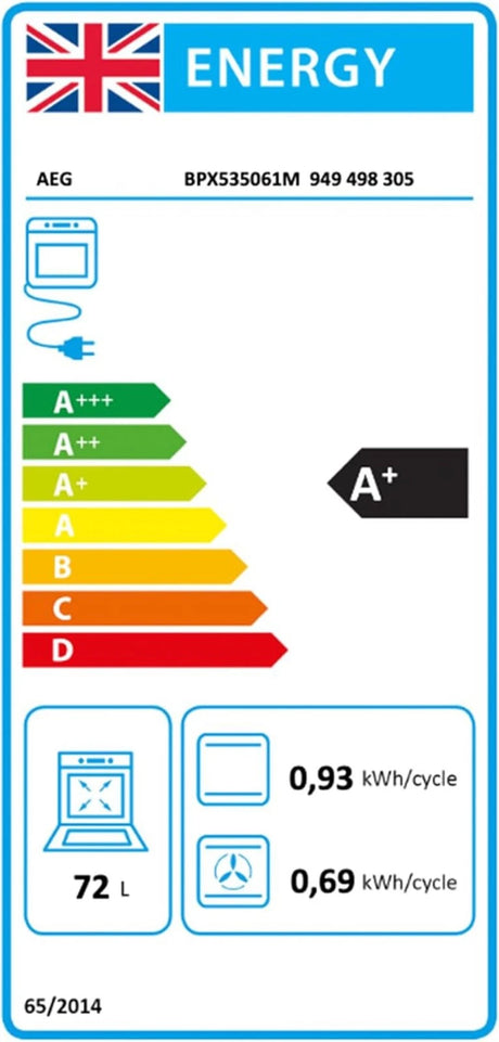 AEG BPX535061M (35) SurroundCook Built-In Electric Single Oven with Pyrolytic Self Cleaning in Stainless Steel - A Rated - (Ex Display) - HW181835