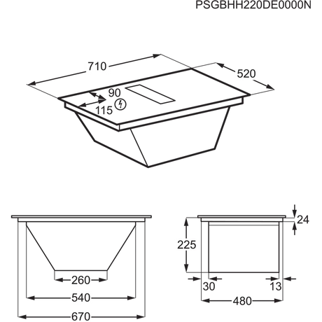 AEG SaphirMatt® TCH74B01FZ (45) 71cm 4 Zone Induction Hob with Venting Extraction in Matt Black - A+ Rated - (Tatty Box) - HW181645