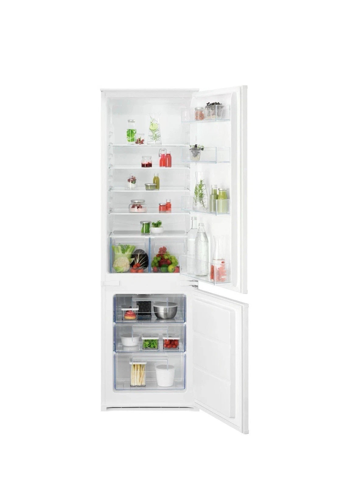 AEG 6000 TwinTech® OSC6N181ES (09) 177cm 70/30 Integrated Fridge Freezer with Sliding Door Hinge in White - E Rated - (Graded Dented) - HW182109