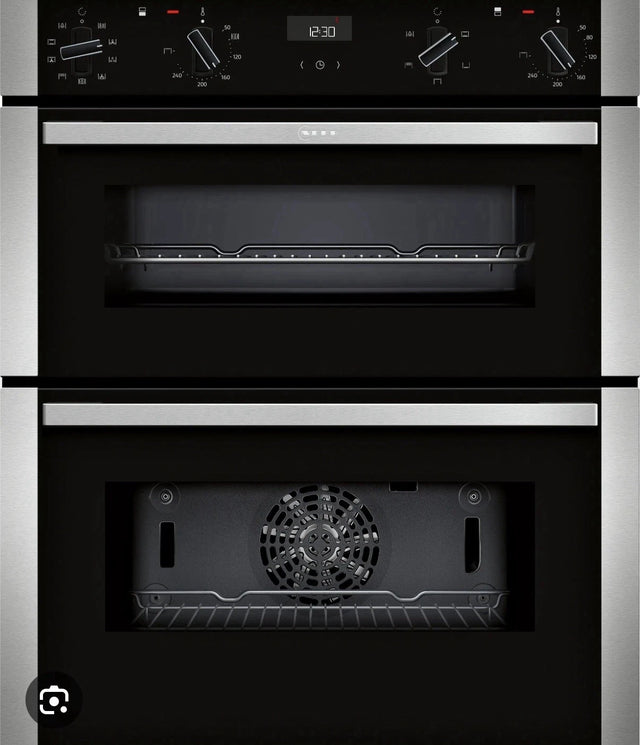 Neff N50 J1ACE2HN0b Double Built under Oven from HomeWise Appliances. Stock photo front of oven