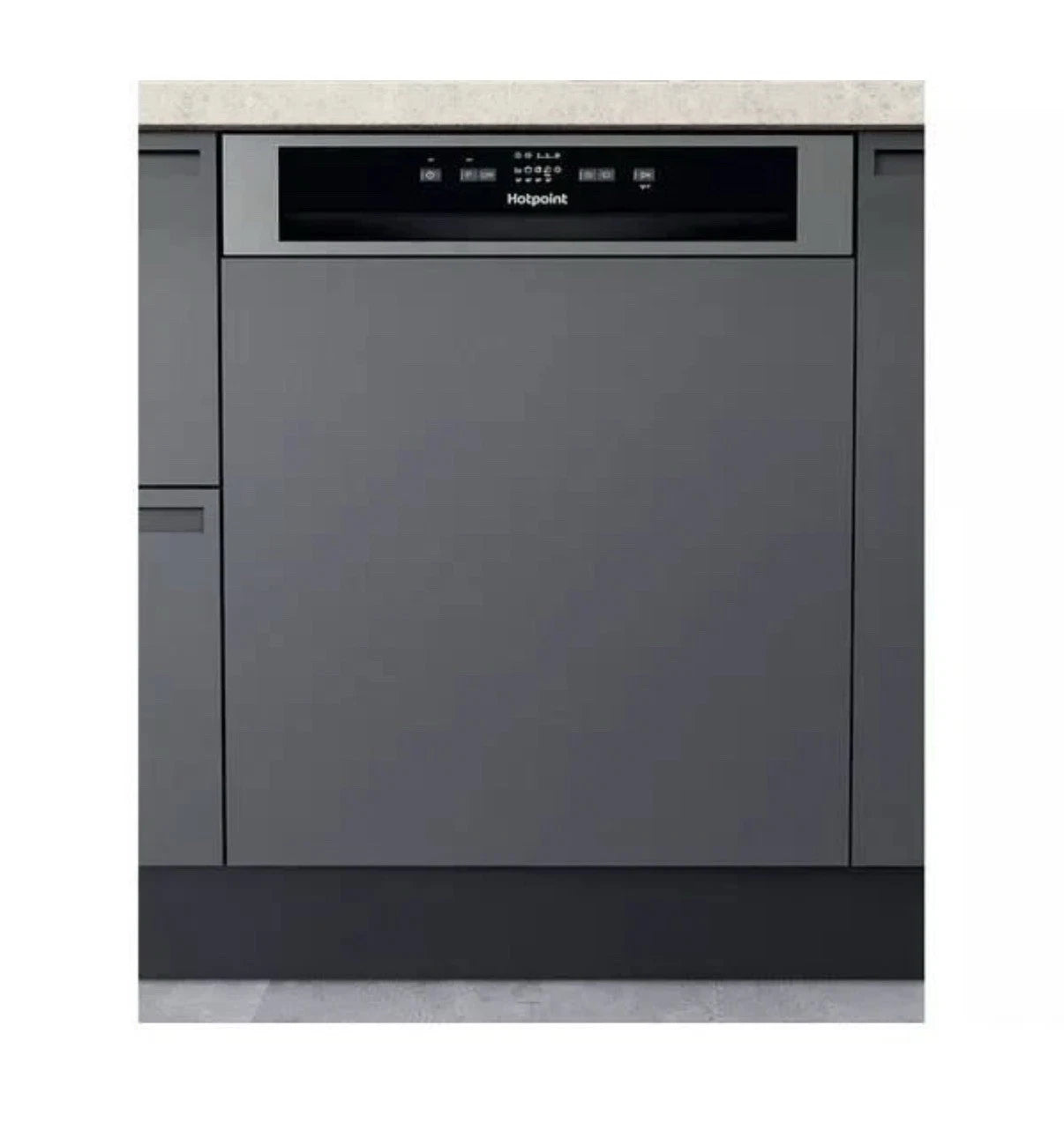 Hotpoint H3B L626 X UK Semi Integrated Full Size Dishwasher with Black and Stainless Control Panel - Fixed Door Hinge Kit - E Rated - HW181877