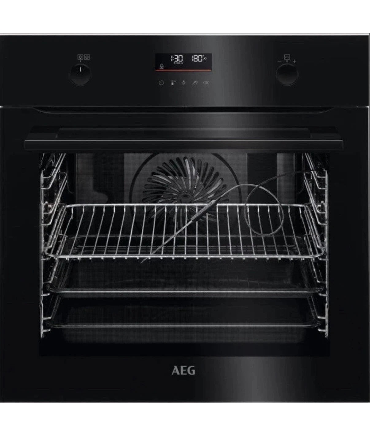AEG Series 6000 BPK556260B SteamBake Built-in Electric Single Oven waninith Pyrolytic Self Cleg in Stainless Steel - A+ Rated - (Ex Display) - HW182052