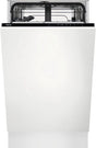 AEG FSX51407Z Series 5000 AirDry 45cm Integrated Slimline Dishwasher with Black Control Panel, F Rated from HomeWise Appliances. Stock photo front of appliance with decor panel fitted.