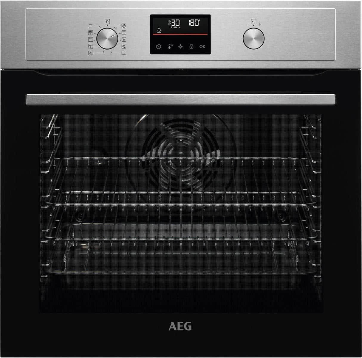 AEG BPX535061M (35) SurroundCook Built-In Electric Single Oven with Pyrolytic Self Cleaning in Stainless Steel - A Rated - (Ex Display) - HW181835