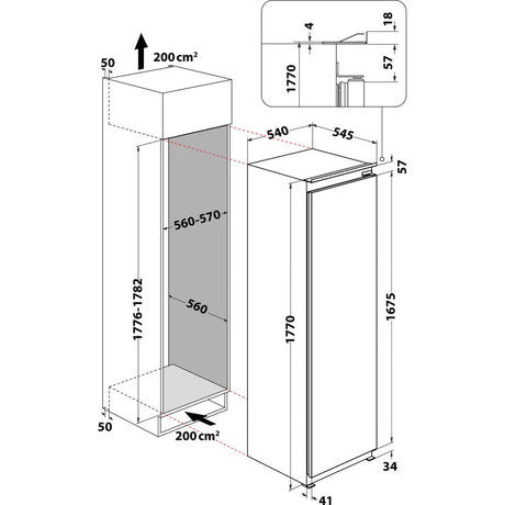 Hotpoint HTSD18A011A1 306 Litre Tall Integrated Larder Fridge - E Rated ex display - HW182424